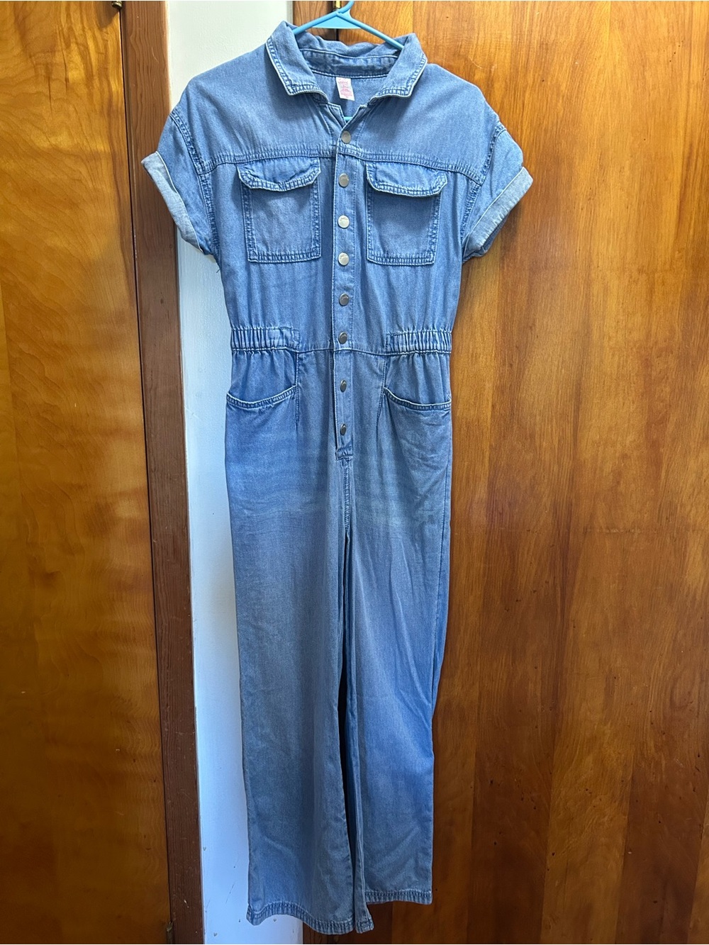 Denim Blue Short-Sleeve Jumpsuit